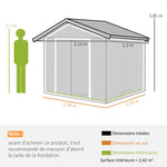 Abri de Jardin 2,42 m² - Remise pour Outils avec Fondation - cabanon Porte verrouillable - tôle d'acier Vert clair