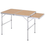 Table de camping pliante avec rallonge alu. MDF imitation bambou
