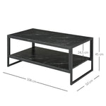 Table Basse Style Moderne avec 2 Étagères 106 x 50 x 47 cm Noir