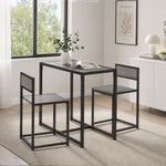 Conjunto de mesa y sillas, mesa de comedor de 3 piezas con 2 sillas apilables, para cocina, salón, hogar, gris