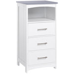 Meuble de salle de bain sur pied meuble de rangement avec 3 tiroirs et 1 niche 40 x 33 x 80 cm blanc