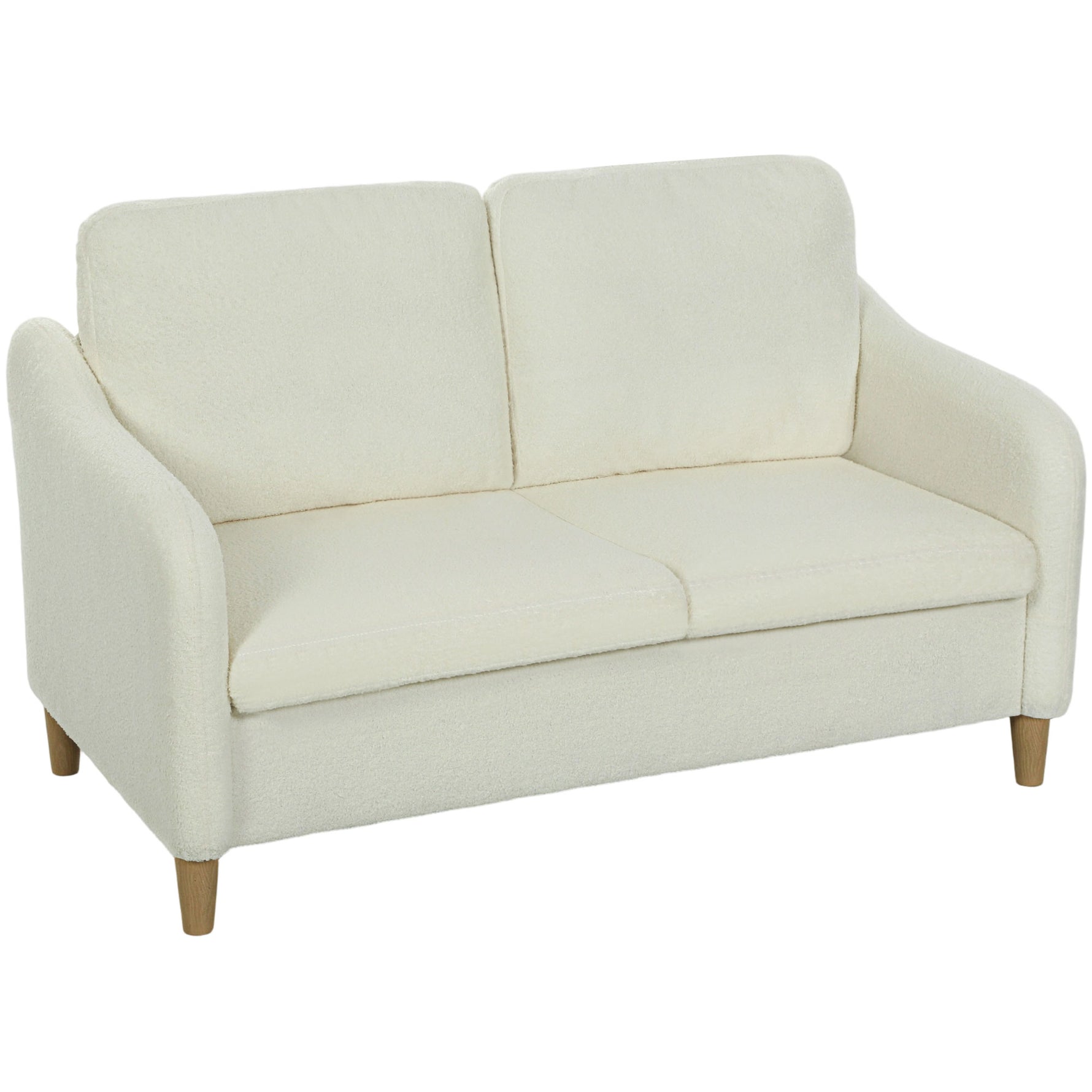 Canapé 2 places, canapé de salon en tissu bouclette avec coussins inclus, assise rembourrée, 137 x 69 x 82 cm, crème