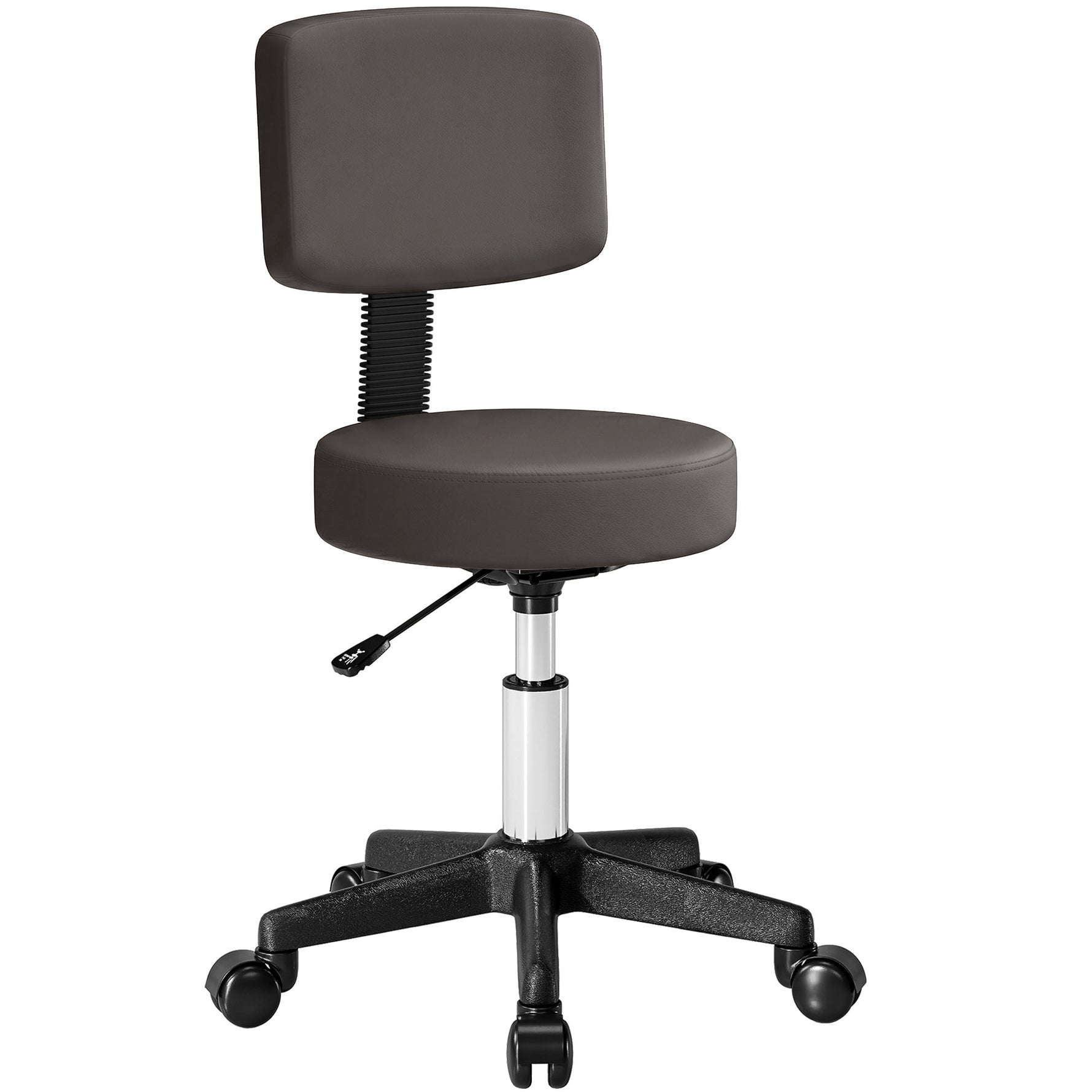 Tabouret massage a roulettes reglable en hauteur pivotant avec dossier ergonomique gris