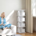 Draaibare boekenkast met 4 niveaus, opbergrek met 16 vakken, 39 x 39 x 128,3 cm, wit