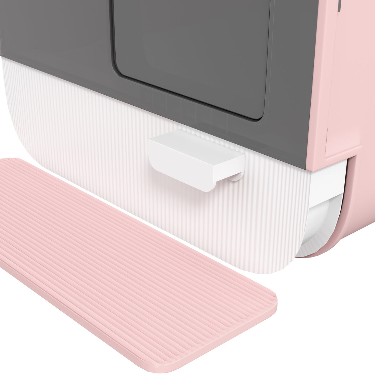 Lettiera per gatti con porta basculante, paletta e filtro inclusi, dim. 43L x 44P x 47A cm, rosa