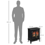Cheminée électrique poêle Style néo-rétro 2 Portes Verre trempé 1000/2000 W LED luminosité réglable Acier ABS Noir