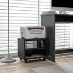 Support d'imprimante meuble de rangement bureau caisson 3 compartiments ouverts 40 x 30 x 36 cm noir