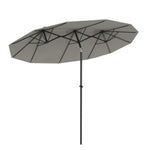 Neigbarer Garten- und Terrassen-Sonnenschirm 3 x 1,5 m, rechteckiger Doppelsonnenschirm mit Kurbel, Polyester 180 g/m², Grau