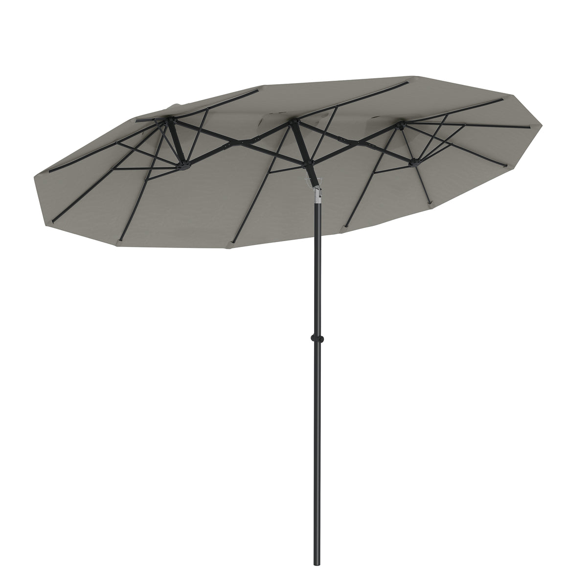 Neigbarer Garten- und Terrassen-Sonnenschirm 3 x 1,5 m, rechteckiger Doppelsonnenschirm mit Kurbel, Polyester 180 g/m², Grau