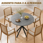 Mesa de Comedor Redonda para 2 Personas con Tablero Aspecto Madera y Base Cruzada de Acero, Gris