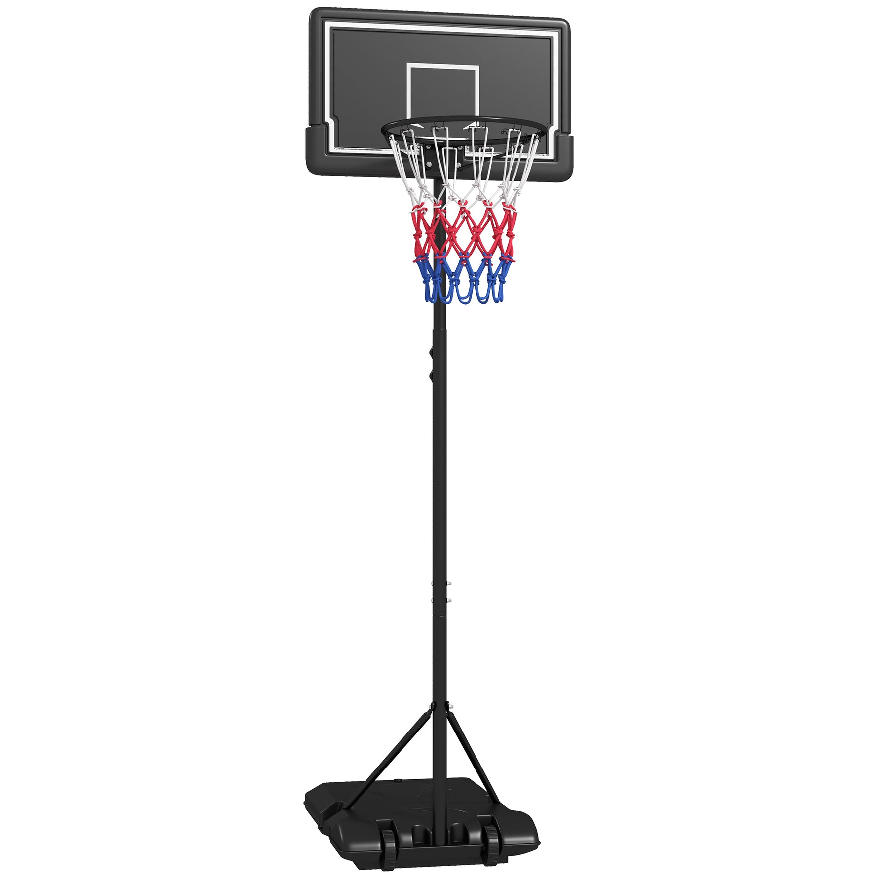 Panier de basket extérieur hauteur ajustables 182-213/220-250 cm panier de basket sur pied à roulettes noir