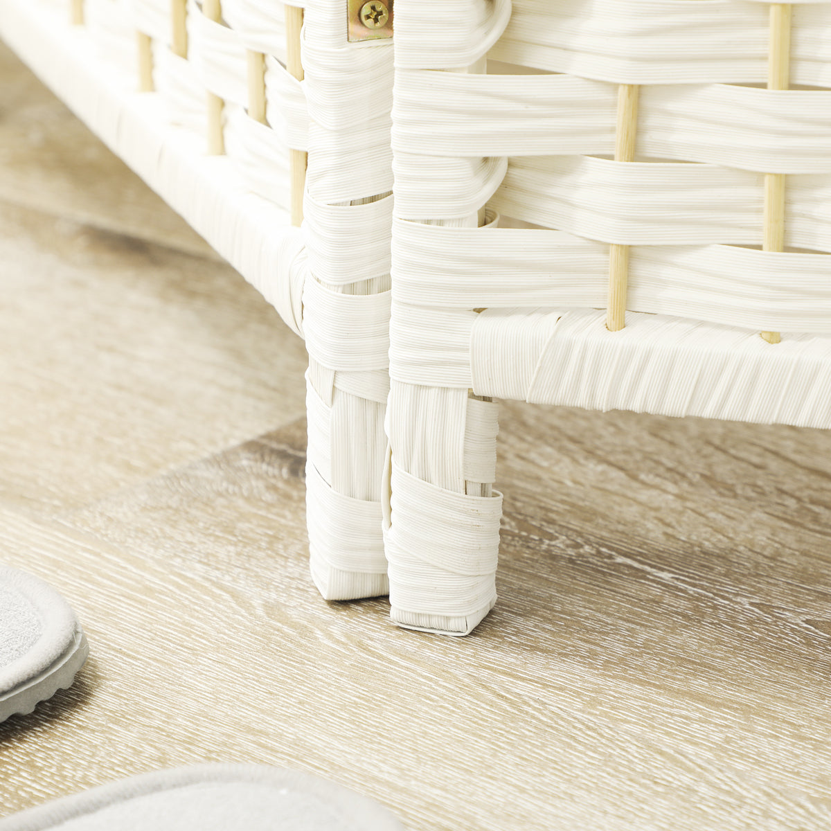 Paravent intérieur en bois 4 panneaux séparateur de pièce pliable pour salon chambre 180 x 180 cm blanc