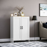 Buffet meuble cuisine rangement avec placard à portes et étagères réglables, 60 x 30 x 90 cm, blanc