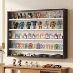 Wandvitrine voor verzamelobjecten, 4 in hoogte verstelbare planken en 2 schuifdeuren, 80 x 9,5 x 60 cm, zwart
