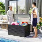 Coffre de rangement métal boîte de jardin 350L double vérins à gaz  verrouillable pour coussins outils gris anthracite