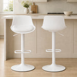 Lot de 2 tabourets de bar, tabourets hauts cuisine avec siège pivotant et hauteur réglable, 43 x 45 x 100 cm, blanc