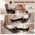 Vibrating and Heated Massage Office Chair, Ergonomic Printed Velvet Desk Chair, Reclining Backrest, Brown