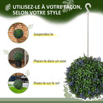 Lote de 2 bolas topiarias artificiales, plantas decorativas falsas resistentes a los rayos UV, Ø 27 cm, violeta y verde