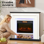 Cheminée électrique 1800W, fausse cheminée décorative lumières LED RGB, effet flamme, manteau, 105 x 27 x 97 cm, noir