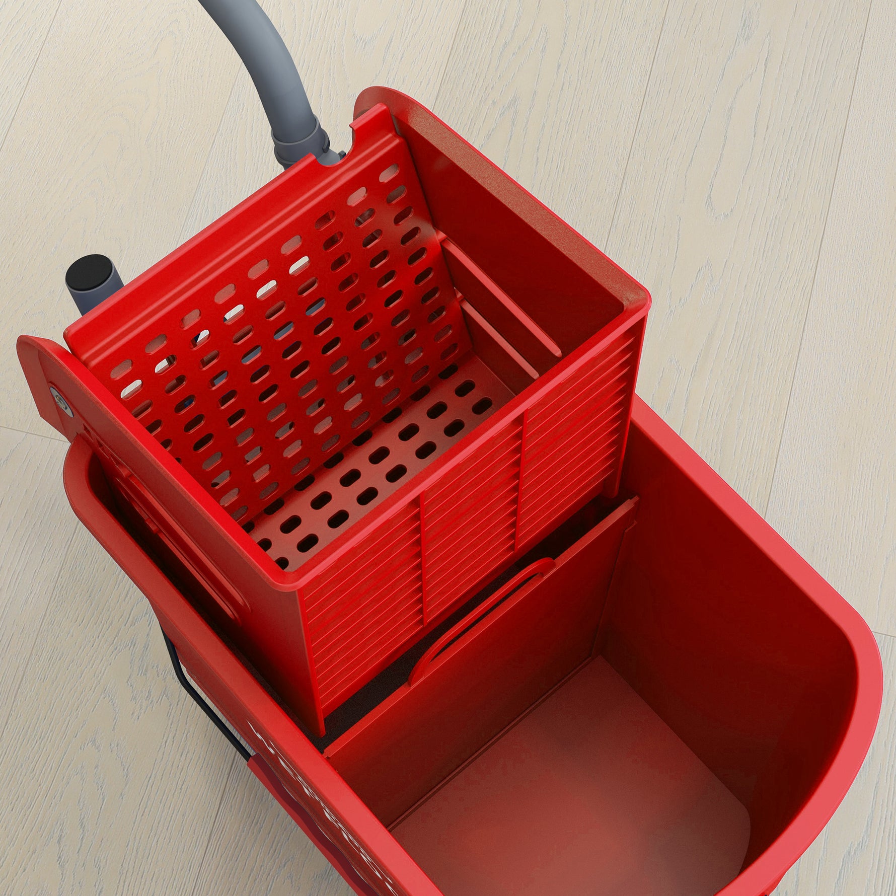 Chariot de nettoyage lavage seau de ménage 20 L avec essoreur et séparateur eau sale propre rouge 60L x 27l x 70,5H cm
