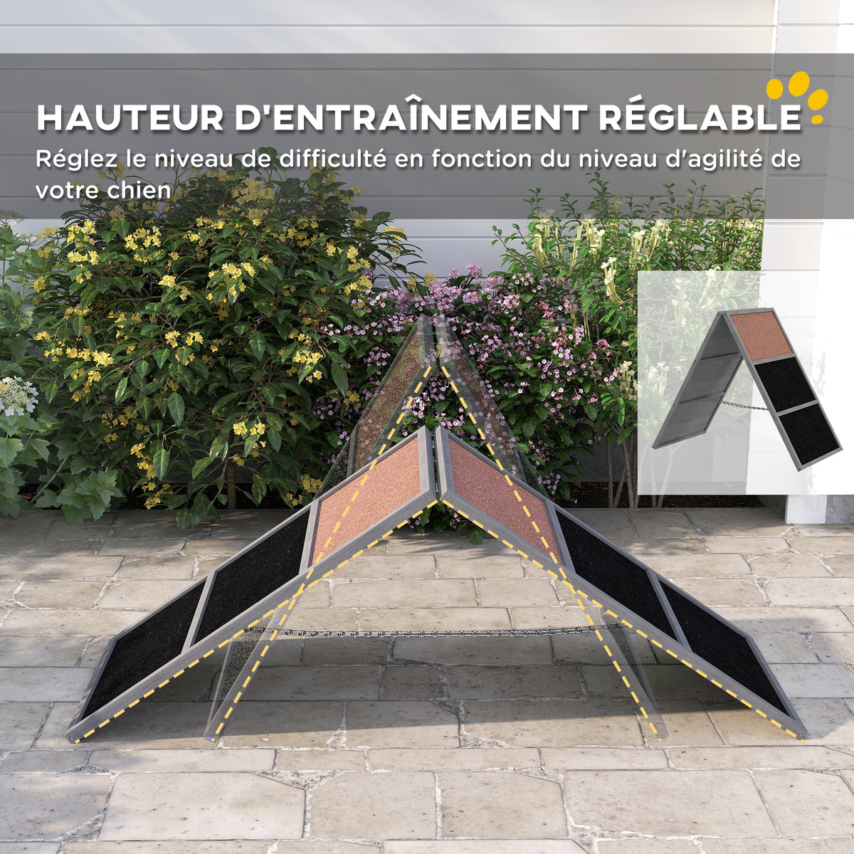 Dog agility ramp dog agility equipment A-frame non-slip surface 173 x 59 x 66 cm gray
