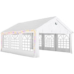 Tente de Réception Barnum Structure Acier Galvanisé Barres de Renfort 4 Parois Latérales Fenêtres UPF 30+ 4x6m Blanc
