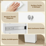 Comò a 6 cassetti, mobile contenitore con guide scorrevoli, cassettiera, stile moderno, 118 x 39,5 x 75,5 cm, bianco