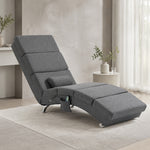 Fauteuil relax salon fauteuil de massage et chauffage meridienne avec télécommande et oreiller, tissu effet lin, gris