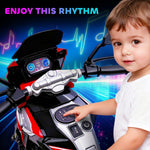 Moto Électrique Enfants 6 V, Voiture Électrique Enfants avec Roues d'Entraînement, Musique, Effets Lumineux, Rouge