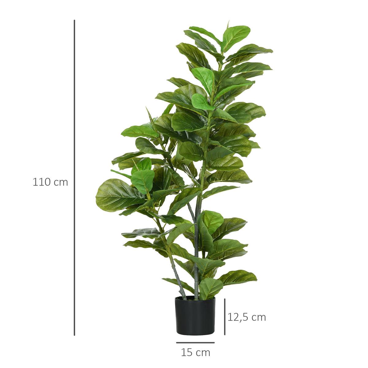 Lot de 2 plantes artificielles figuiers artificiels à feuilles arbre artificiel avec pot inclus hauteur 110 cm vert