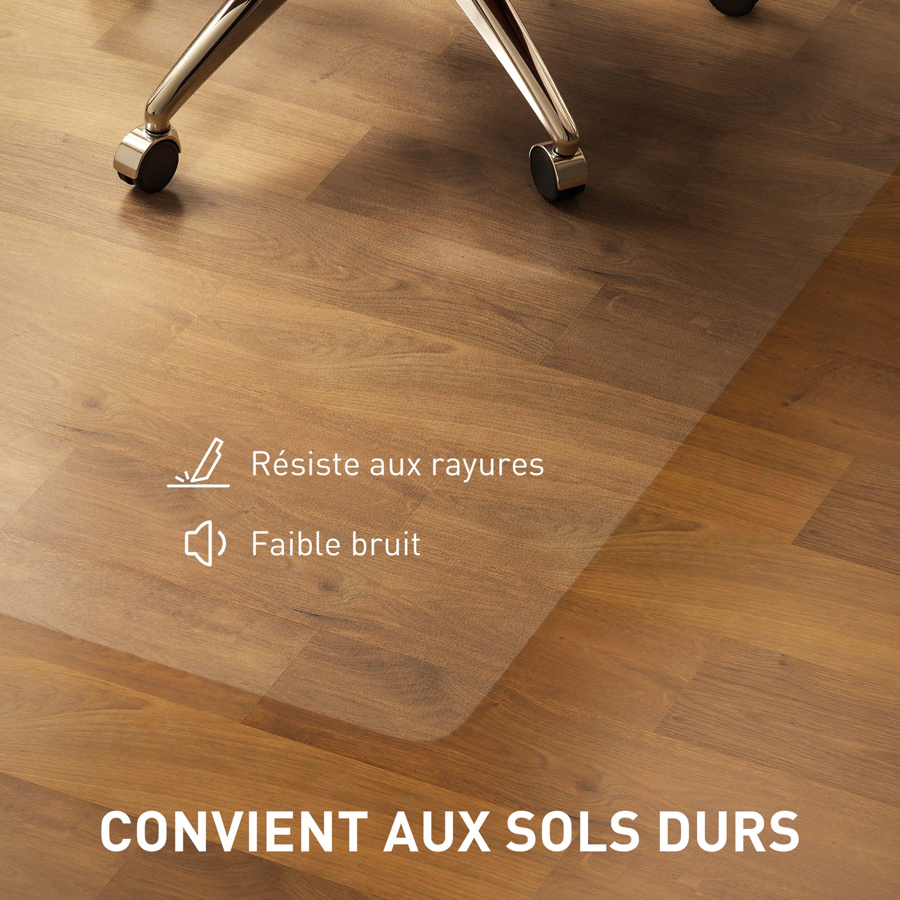 Tapis de chaise de bureau rectangulaire, antidérapants en plastique transparent 120x120cm