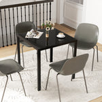 Table à manger pour 4 personnes, table de cuisine avec plateau en verre trempé et pieds en acier, 75 x 75 x 75 cm, noir