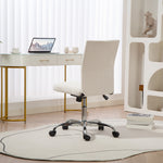Chaise de bureau sans accoudoirs, fauteuil de bureau, hauteur réglable et pivotant 360°, 43 x 56 x 89-99 cm, crème