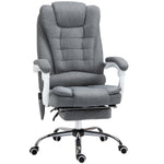 Fauteuil de bureau direction massant chauffant hauteur réglable dossier inclinable toile de lin gris