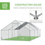Enclos poulailler chenil volière extérieur 18 m² - Parc grillagé dim. 6L x 3l x 2H m Acier galvanisé
