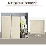 Paravent 3 panneaux dim. 2,53L x 0,5l x 1,82H m Store latéral Brise-Vue paravent sur Pied séparateur métal Polyester
