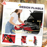 Poussette pour Chien 4 Roues, Chariot Pliable avec Auvent Réglable, Panier de Rangement, 77x44x102cm, Rouge