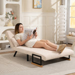 Canapé convertible 2 places 4 en 1, canapé-lit avec dossier réglable sur 5 niveaux, 2 coussins, 102 x 73 x 81 cm, beige