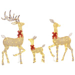 3 cerfs lumineux Noël, en forme de famille de cerfs, rennes lumineux Noël, en acier, 283 LED blanc chaud, or