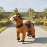 Reitpferd für Kinder, Plüsch-Pferd auf Rollen, mit Griff, 75 cm hoch, für 3 bis 5 Jahre, Braun