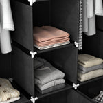 Armoire de rangement en tissu pliable avec 5 étagères, 2 tringles et 3 tiroirs en tissu 125L x 43l x 162.5H cm