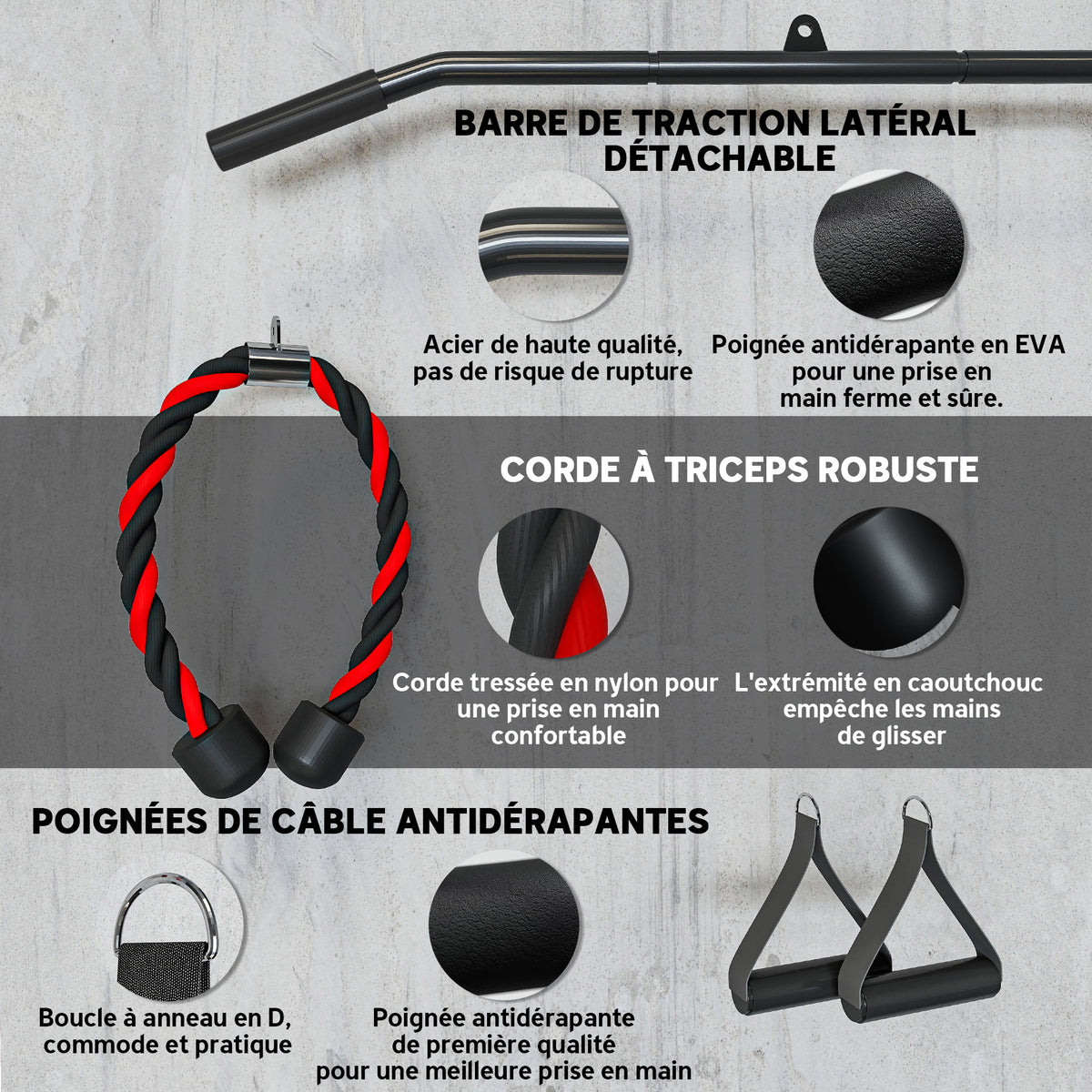 Poulie musculation maison, cable machine musculation exercices de flexion des biceps, des triceps et des bras