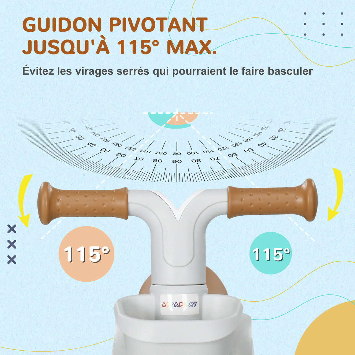 Draisienne vélo Enfant 4 roues selle réglable, guidon ergonomique alliage alu. PP, enfant 1 à 3 ans - Gris Marron vert
