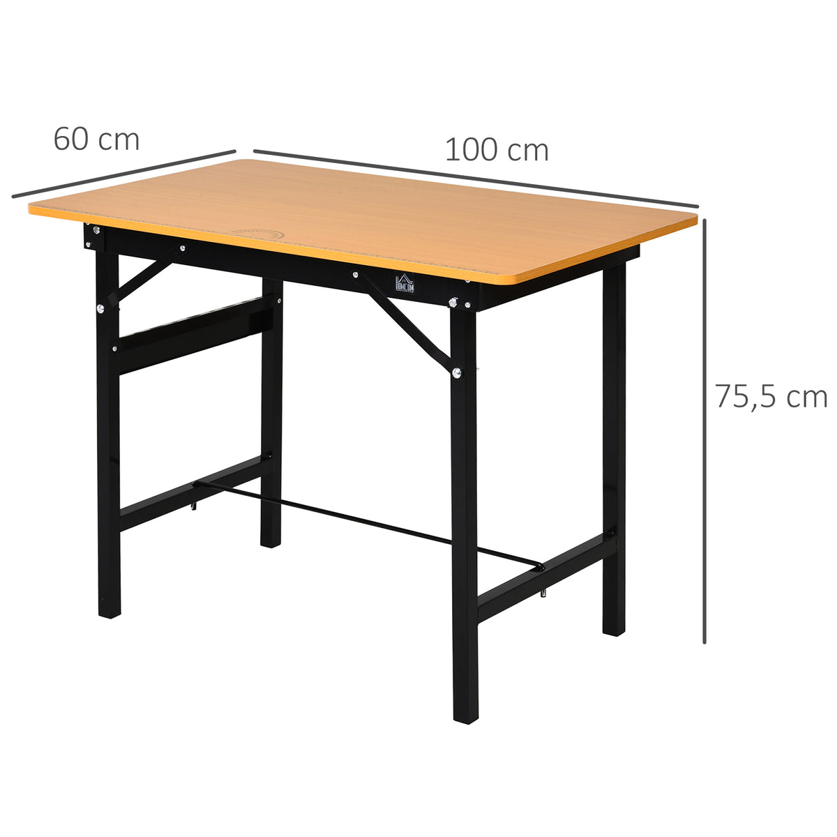 Opvouwbare werkbank, inklapbare werktafel met liniaal en gradenboog, MDF-werktafel 100 x 60 x 75,5 cm, geel/zwart