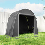 Abri de jardin tente de stockage étanche abri moto porte enroulable fermeture éclair, 245 x 120 x 200 cm, gris foncé