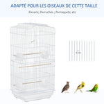 Cage à oiseaux volière avec mangeoires perchoirs plateau excrément amovible cage pour canaris perruches perroquets 46,5 x 35,5 x 92 cm blanc-3