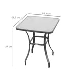 Table carrée Bistro de Jardin dim. 68L x 68l x 84H cm métal époxy Gris Plateau Verre trempé granité