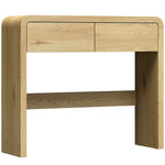 Table Console avec 2 Tiroirs, Console Meuble, 100 x 30 x 85 cm, Coins Arrondis et Plateau Épais, Bois Naturel