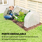 Serre de jardin mini serre serre à tomates 2 x 1 x 0,8 m porte zippée bâche PE acier blanc