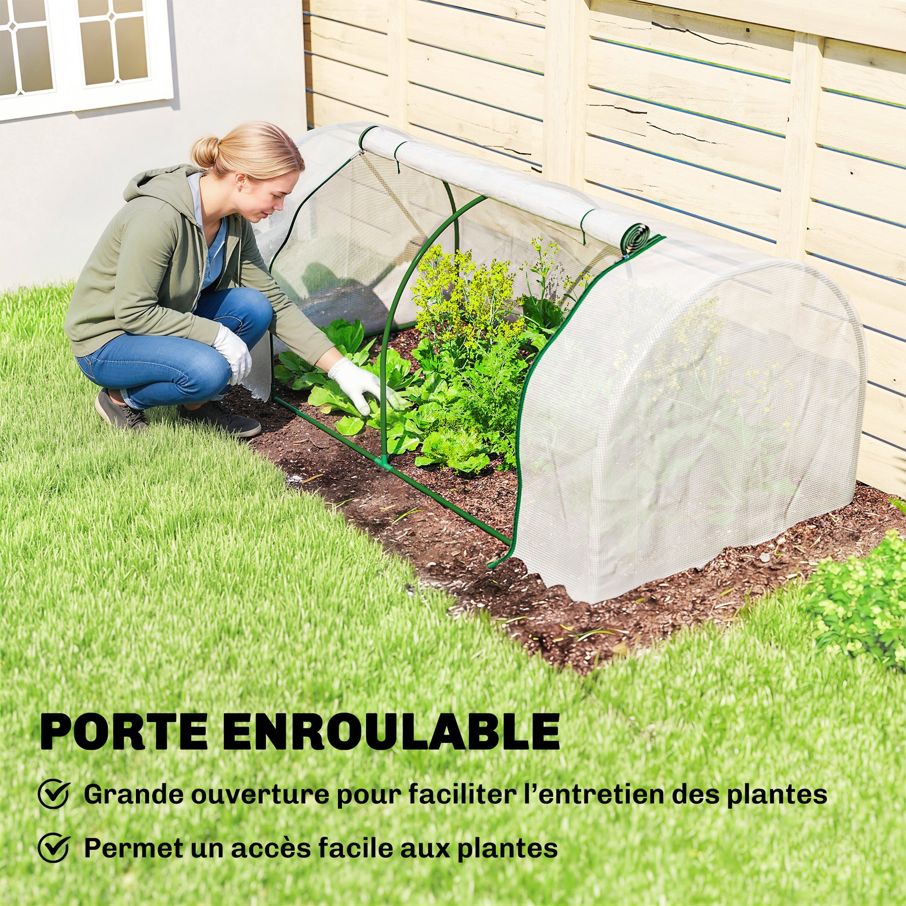 Serre de jardin mini serre serre à tomates 2 x 1 x 0,8 m porte zippée bâche PE acier blanc